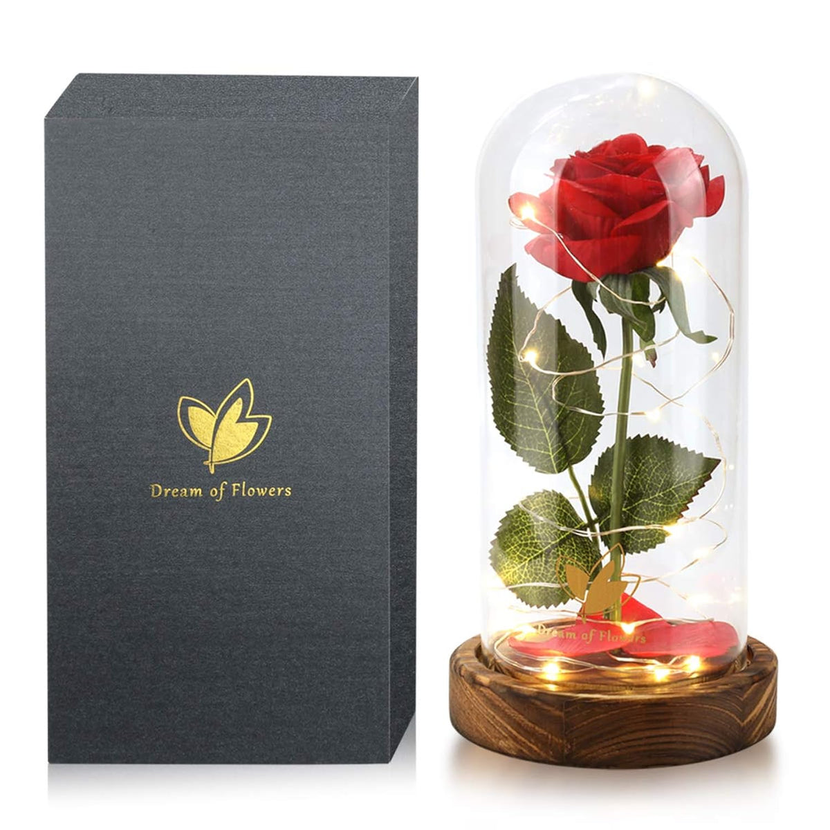 Beauty And The Beast Rose, Valentines Day Gifts For Her, Birthday Gifts For Women, Red Rose For Mom Grandma, Eternal Rose In Glass Dome With Led Lights, Valentine Flowers Gift For Wife, Or Girlfriend