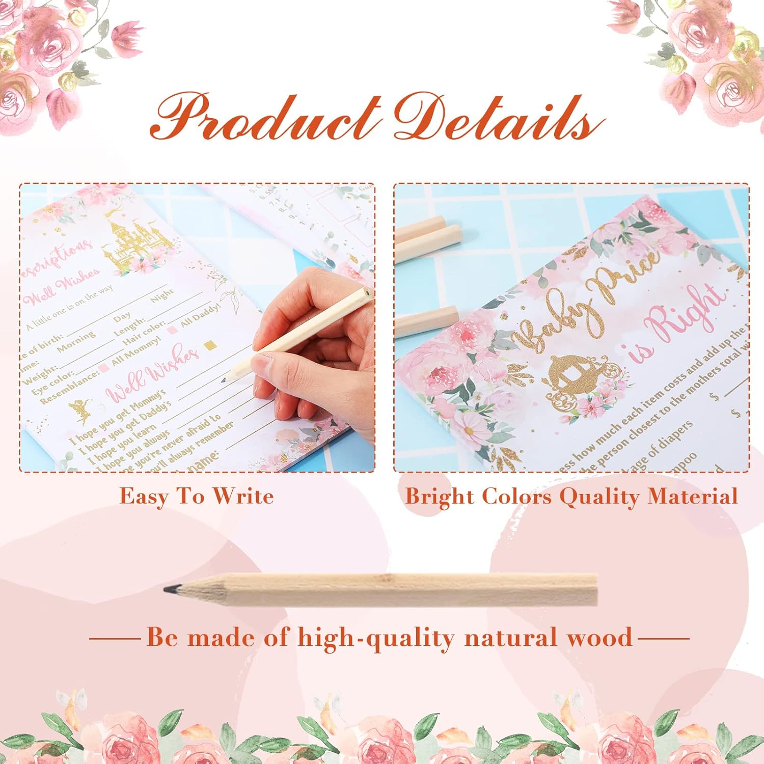 125 Pcs Princess Baby Shower Games For Girls 5 Styles Cards With 20 Pencils For Decorations Baby Shower Activities Include Number Game, Predict Who, Descriptions And Well Wishes, Price