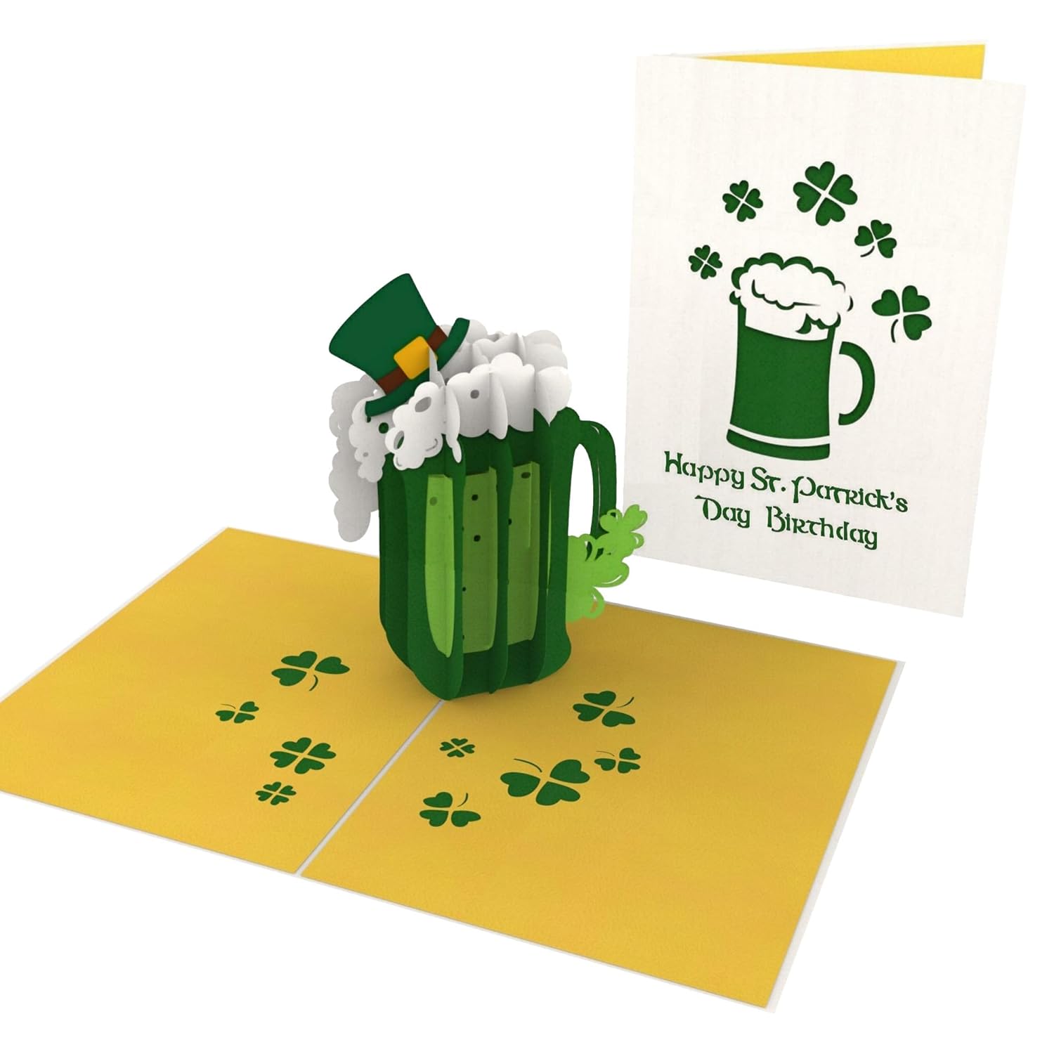 St. Patrick'S Birthday 3D Pop Up Card – Fun Green Clover Celebration, Irish Themed Bday Greeting For Friends & Family, Shamrock Surprise Present, 6"X8" With Envelope