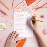 Baby Shower Games For Girl, Pink Floral Baby In Bloom Theme, 25 Family Feud Gender Reveal Game Cards & 1 Answer Card, Fun Party Activity & Favor For Guests-C06
