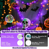 Purple Fairy Lights Outdoor Waterproof 9.8Ft 30 Led, Purple Halloween Lights Battery Operated With Timer For Indoor & Ou