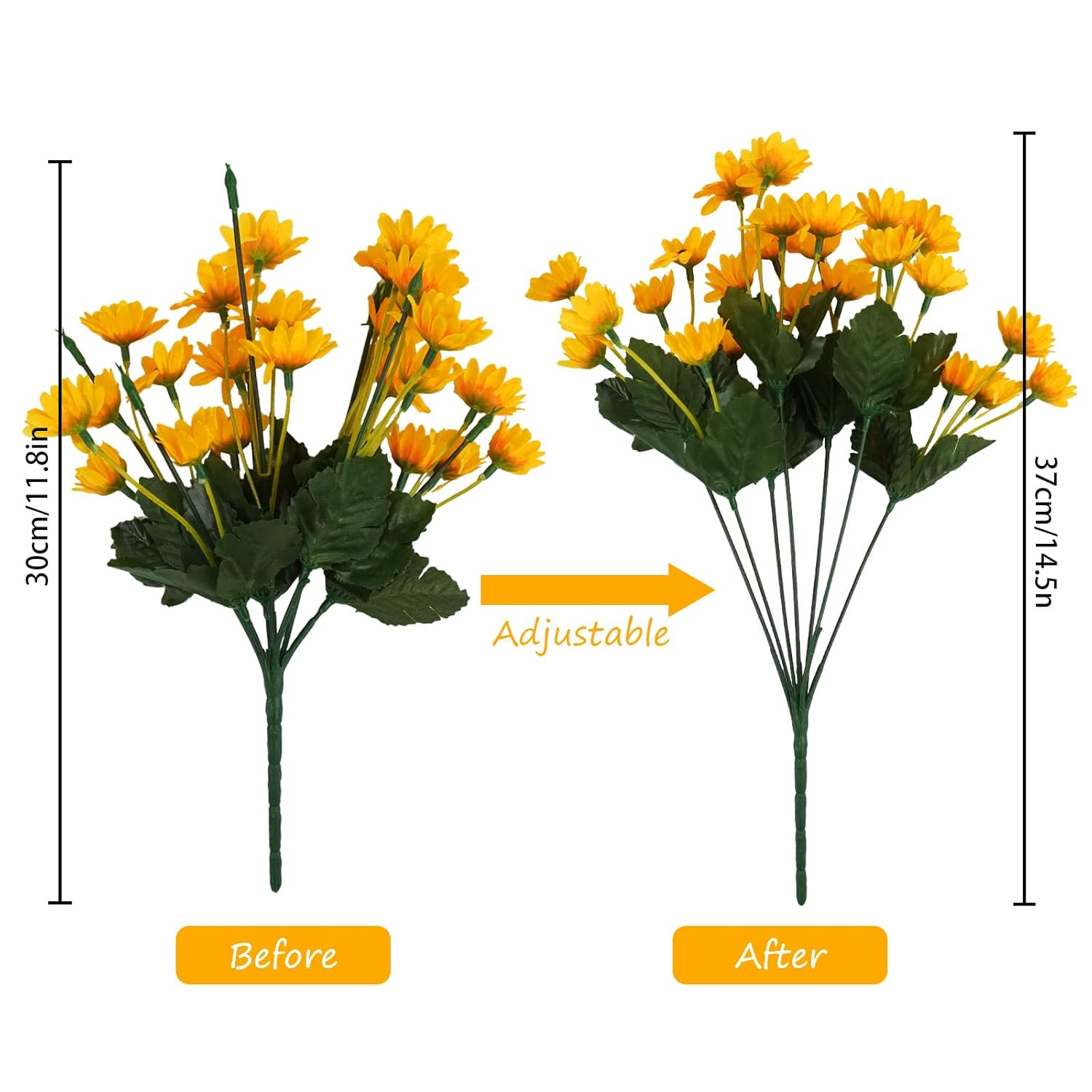 12Pcs Silk Sunflowers Artificial Flowers Bulk, Fake Sunflowers With 24 Small Daisy Mums Flowers For Outdoors Home Office Centerpiece Window Porch Hanging Planter Fall Décor (Yellow)