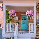 Artificial Hanging Flowers With Basket For Garden Outdoor Spring Decoration,Faux Silk Begonia In Planter Look Real Uv Resistant For Outside Home Porch Patio Balcony Yard Decor(Pink)