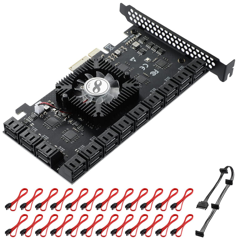 Pcie Sata Card 24 Port, 6Gbps Sata 3.0 Pcie Card,Support 24 Sata 4X 8X 16X 3.0