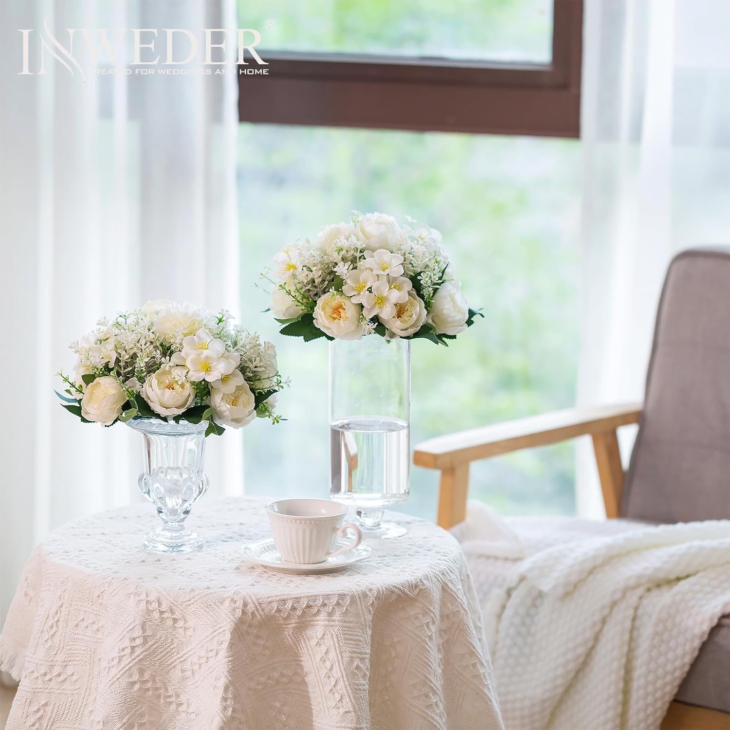 Flower Balls Centerpieces For Tables: 2 Pcs White Flowers For Centerpieces Floral Arrangements Centerpiece For Wedding Party Celebration Home
