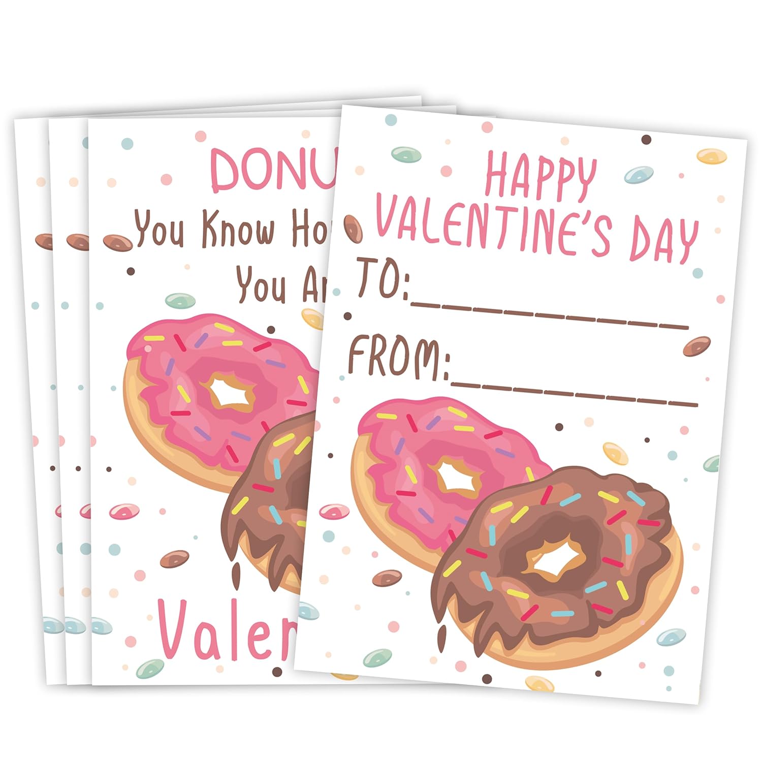 Donut Themed Valentines Day Exchange Cards,30Pcs Boys Girls Valentines Day Cards,Valentines Day Exchange Gifts,Boys Girls Valentines Day Party Favors For Boys Girls Classroom School,L2
