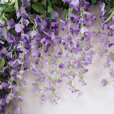 3Pcs 7Ft Artificial Wisteria Vine Garland Fake Flower Wisteria Garlands For Outdoor Indoor Wedding Wall Badroom Decoration(Purple)