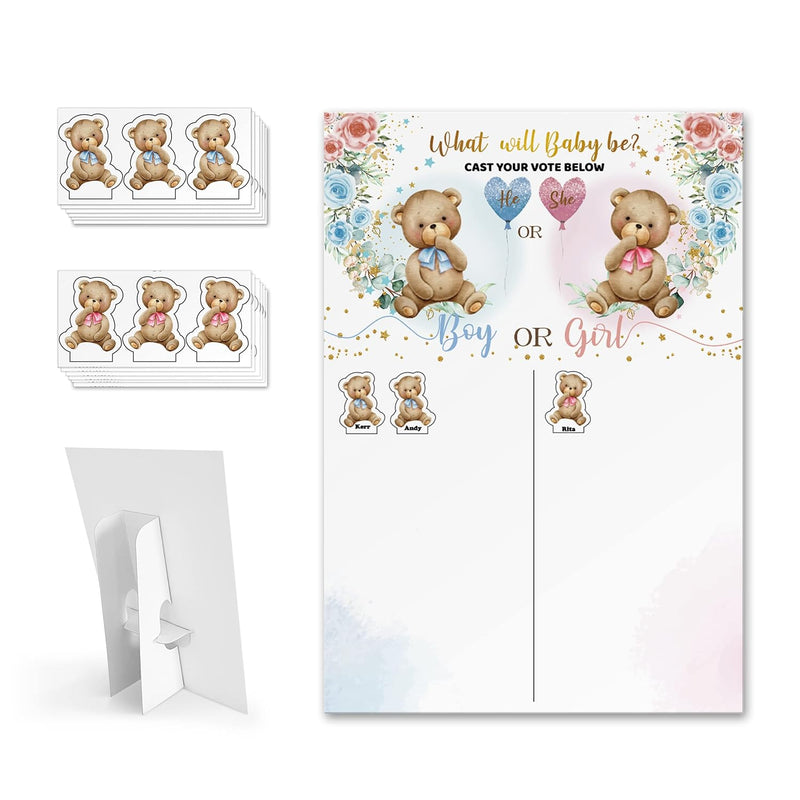 Bear Reveal Games Voting Board With Stand, Gender Reveal Party Centerp