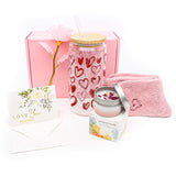 Valentines Day Gifts For Her 6 Pcs Romantic Set With 16 Oz Glass Warm Socks Scented Candles Fake Rose Love Card And Envelopes Flowers Gift For Girlfriend Wife Or Wom Valentines Day Gifts