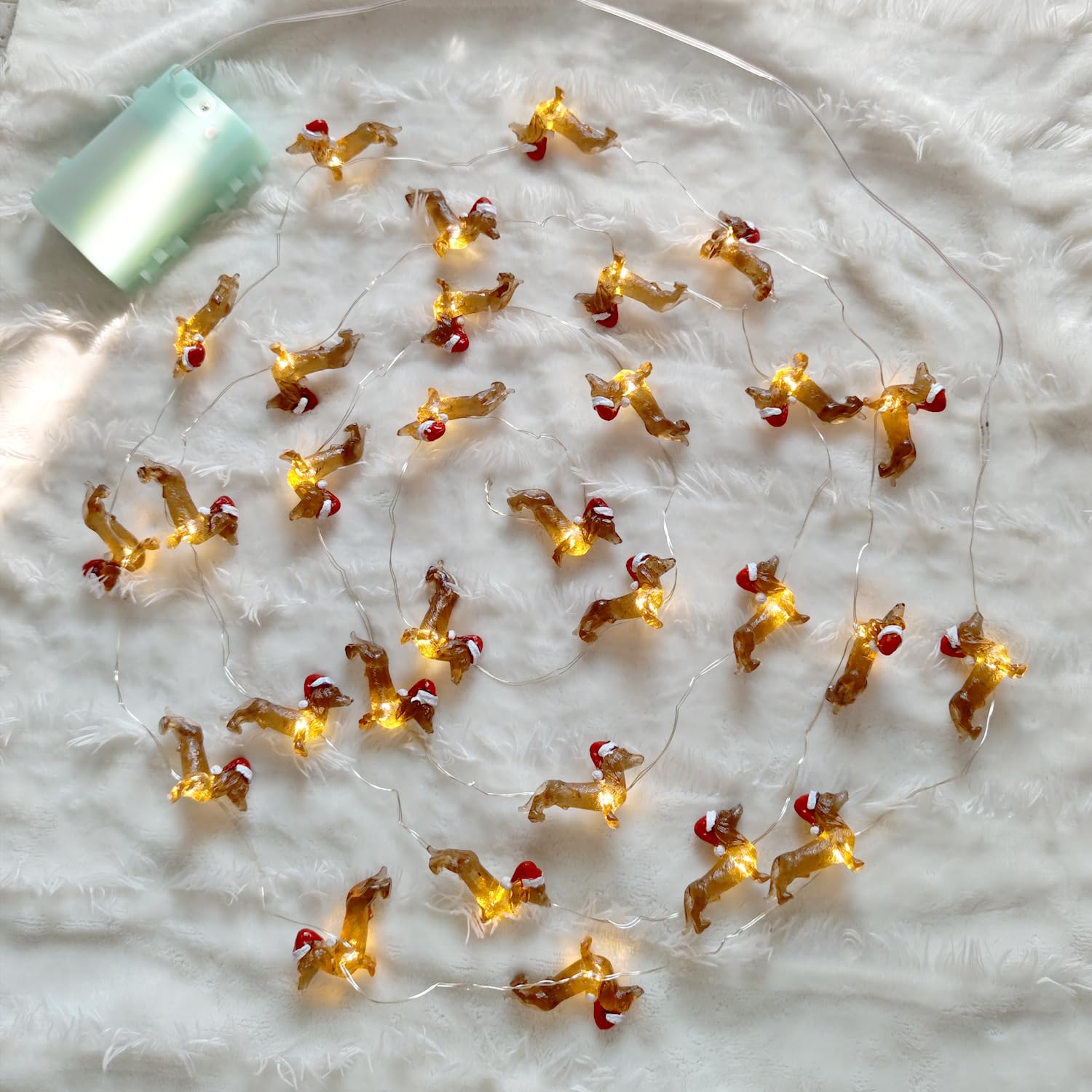 Dachshund Dog String Lights, 10Ft 30 Leds Wiener Dog Battery Operated Fairy Lights With Timer, Pets Theme Decoration For