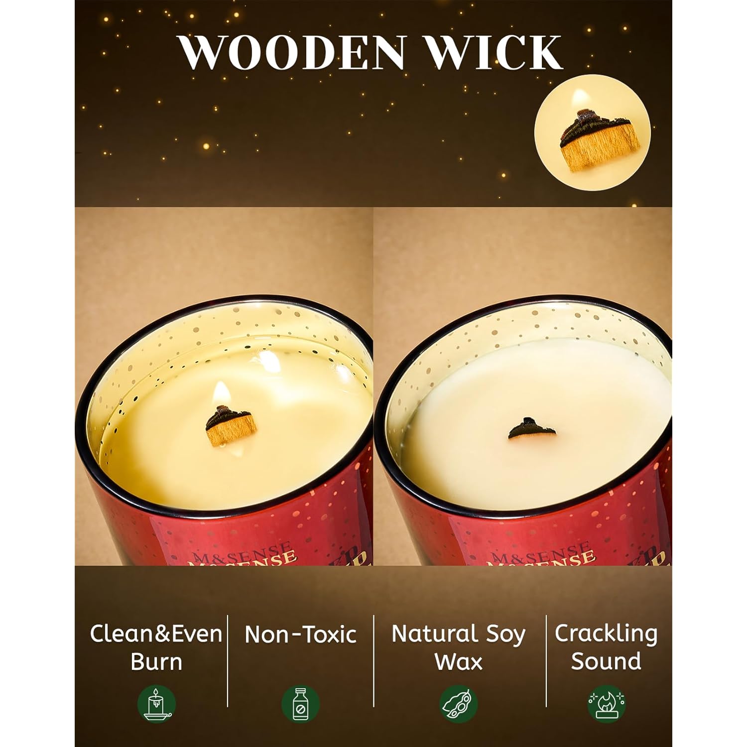 Festival Cheer Christmas Candles, Large Soy Candles For Home Scented, 18Oz 100 Hours Natural Clean Slow Burn, Crackling Wooden Wick Aromatherapy Gifts For Women Men, Warm Cozy Winter Decor