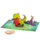 Love Dinosaur Valentines Day Pop Up Card, Volcano, Heart, 3D Greeting Cards, Gifts For Wife, Husband, Him, Her, Lovers, Boyfriend, Girlfriend, Kids, 5X7 - Includes Envelope And Message Note