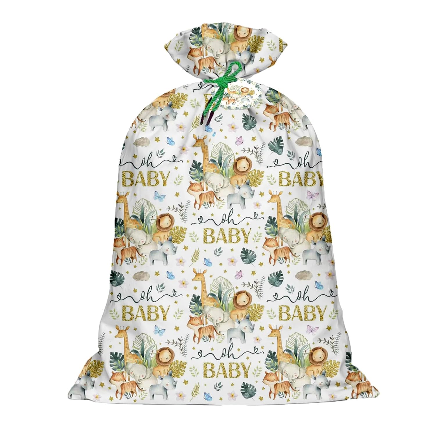 Extra Large Animal Gift Bags Baby Shower 56"X 36"Jumbo Plastic Gift Bags Safari Jungle Animals Design With Baby Girls Boys Newborn Gender Reveal Party