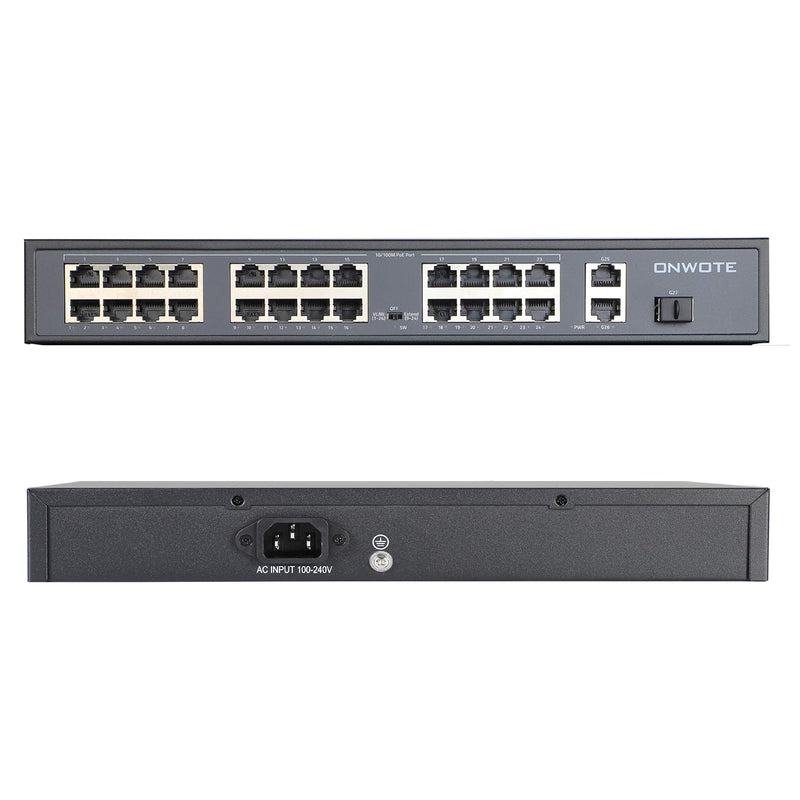 24 Ports Ethernet Poe Switch @300W, 2X Uplink Gigabit Rj45 Ports, 1X Sfp Slots