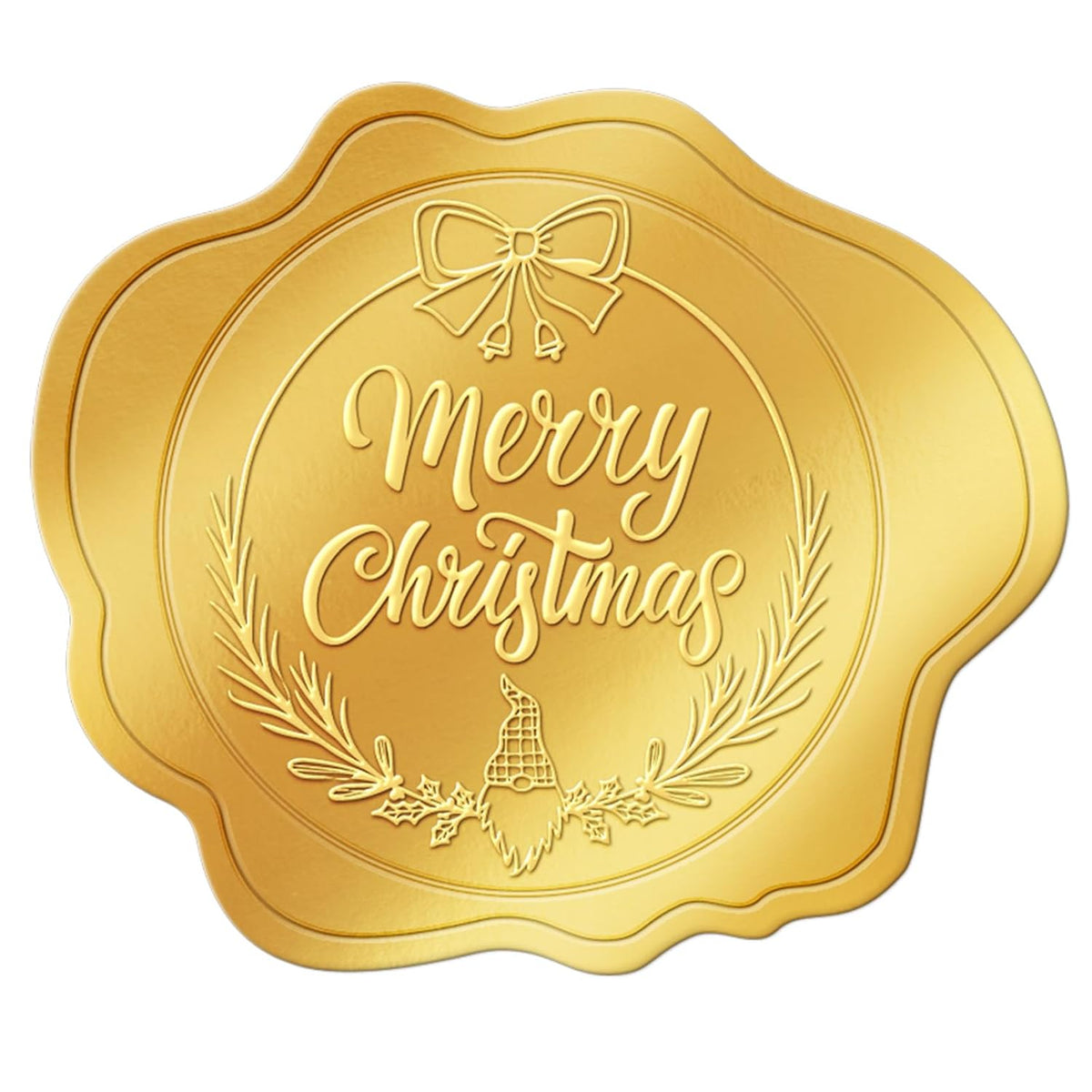 300 Pcs Gold Christmas Envelope Seal Stickers Embossed Foil, Merry Christmas Stickers For Envelope Sealing, Christmas Stickers For Cards Making Invitation Gift Packaging Crafts Xmas Party Favor Decor