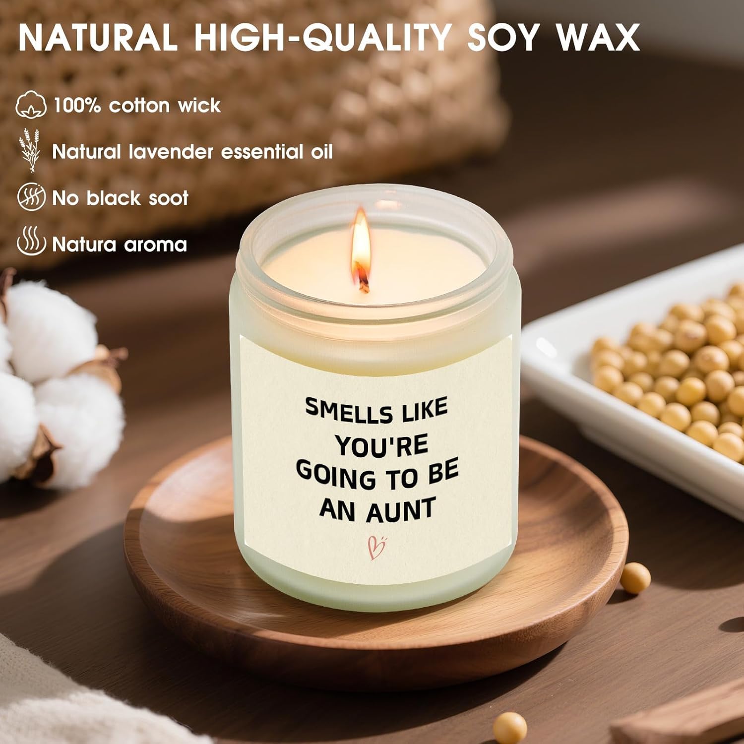Pregnancy Announcement For Aunt, Auntie Baby Announcement - Promoted To Aunt Gifts, New Aunts Gifts, Baby Reveal Gift For Bestie Sister Friend Lavender Soy Candle
