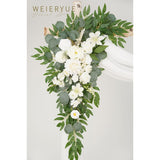 Artificial Wedding Arch Flowers Kit(Pack Of 3),2Pcs Artificial Flower Arch Decor,1Pcs Sheer Drape For Wedding Ceremony Arbor For Weddingceremony (Fairy White)