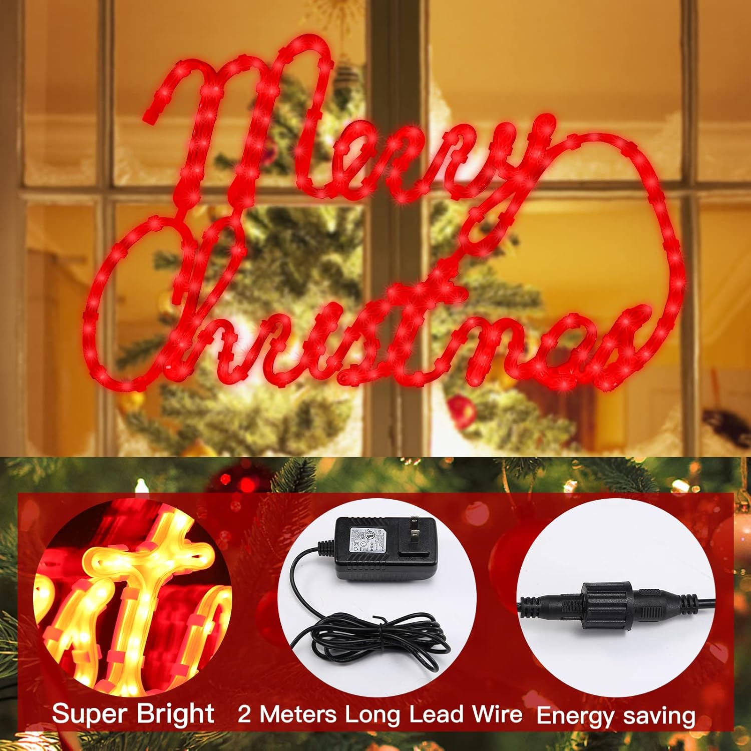 24 Inch Christmas Window Silhouette Lights,Merry Christmas Window Silhouette Lights,Double Side Lamp Decoration For Holi