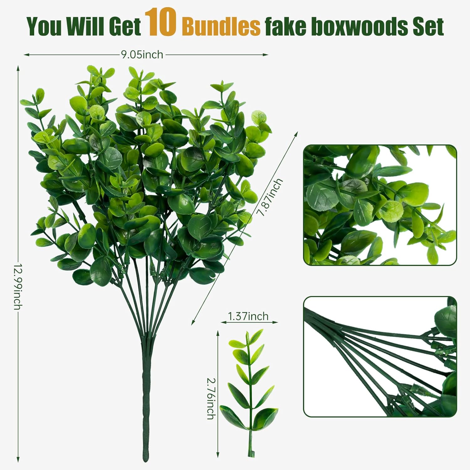 Artificial Greenery Plants Outdoor Uv Resistant Fake Plants Boxwood Shrubs Grass,10 Bundles For Farmhouse Home Garden Office Patio Backyard Wedding And Indoor Outdoor Decoration