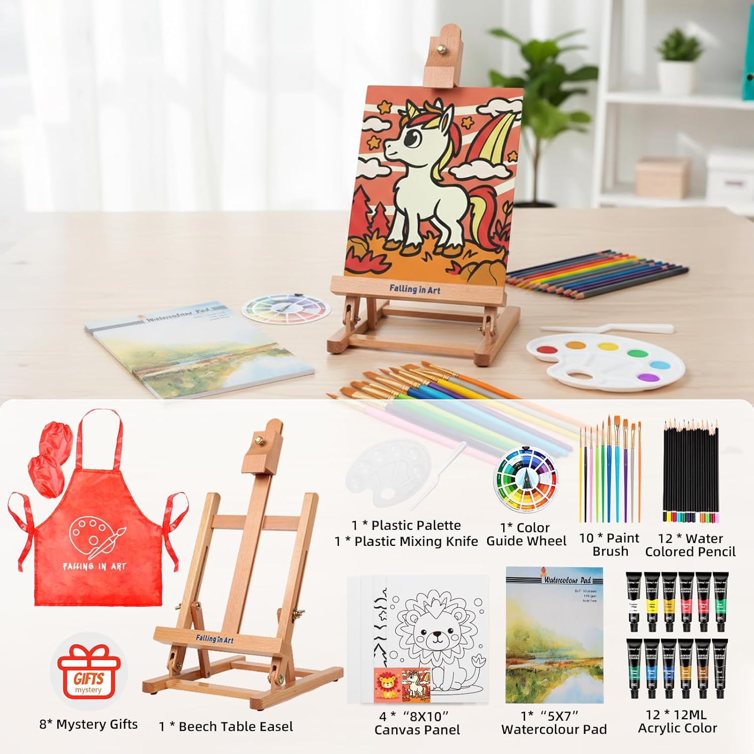 52Pcs Acrylic Paint Set With Table Easel, Art Painting Kit With Acrylic Paints, Canvas Panels, Paintbrushes, Canvas Supplies Kit For Kids, Adults, Beginners, And Artists, Red