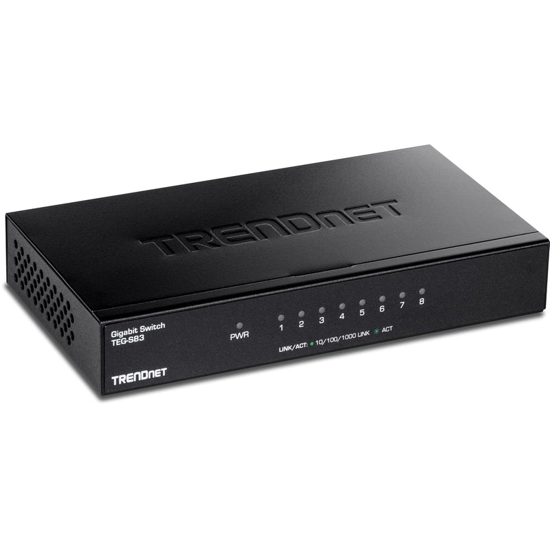 TRENDnet 8-Port Gigabit Desktop Switch, TEG-S83, 8 x Gigabit RJ-45 Ports, 16Gb