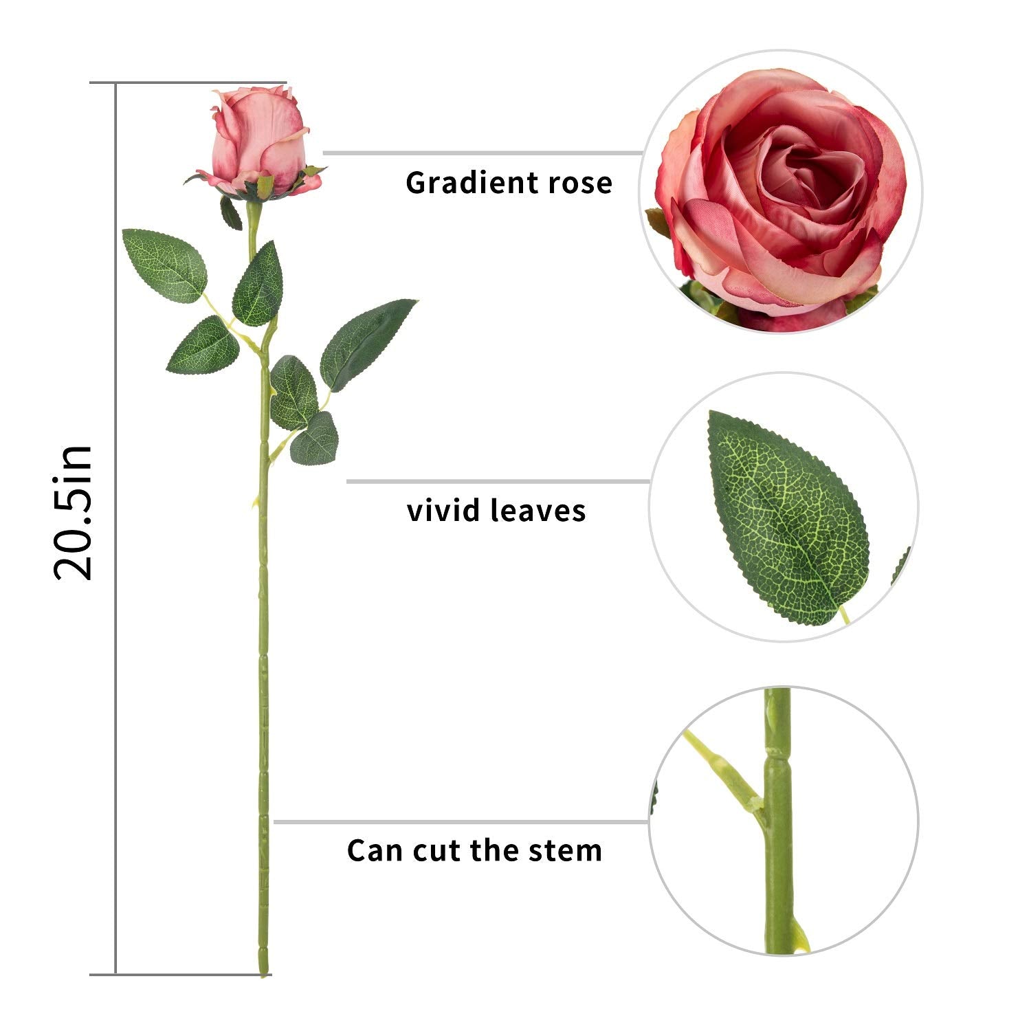 Exoment Silk Rose Flower Artificial Roses With Long Stems For Diy Wedding Bouquets Centerpieces Bridal Shower Party Home Decor1