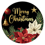 Merry Christmas Stickers - 2 Inch Holiday Stickers 120Pcs Large Round Christmas Card Sticker Labels Self-Adhesive Xmas Poinsettias Sticker For Envelope Seals Card Ornament (Black)