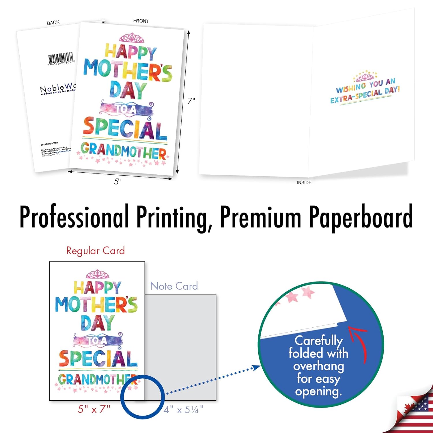 Mother'S Day Grandma Greeting Card With 5 X 7 Inch Envelope For Women (1 Card) Special Grandmother C8483Mgg