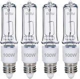 100W JDE11 Halogen Light Bulbs T4 Mini Candelabra Base E11 Dimmable Warm White 4 Pack