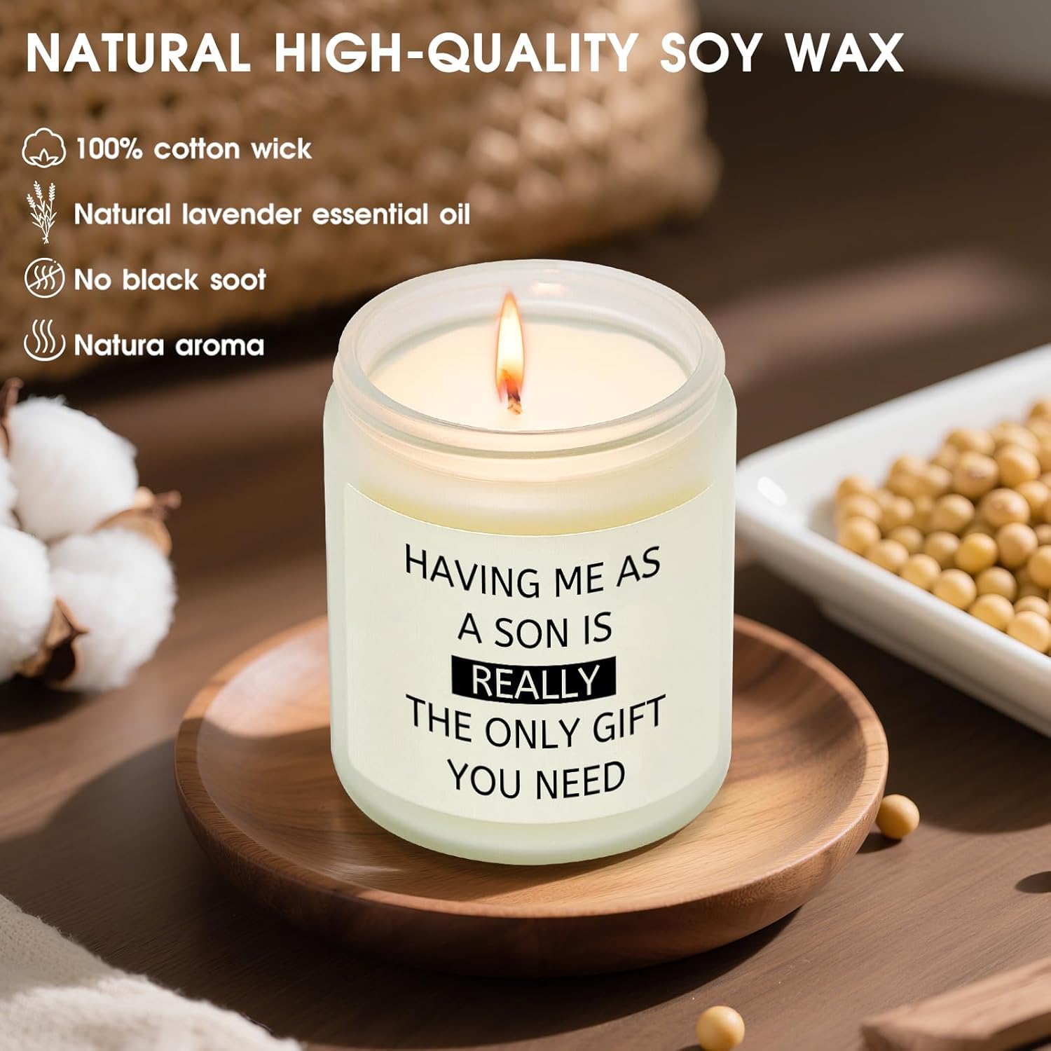 Gifts For Mom From Son, Christmas Mom Gifts From Son, Funny Mother Gift For Christmas Moms Gift Ideas, Unique Mother Present Lavender Soy Candles