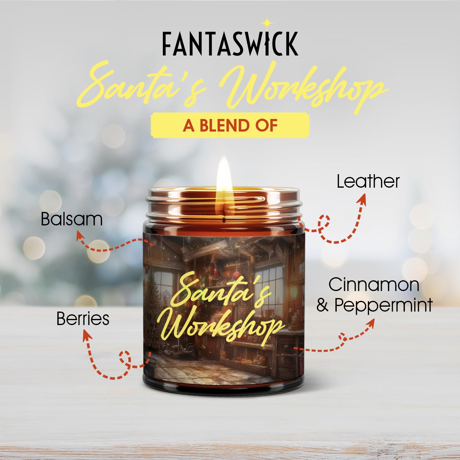 Christmas Candle | 100% Natural Coconut Soy Wax | 9Oz | Santa'S Workshop