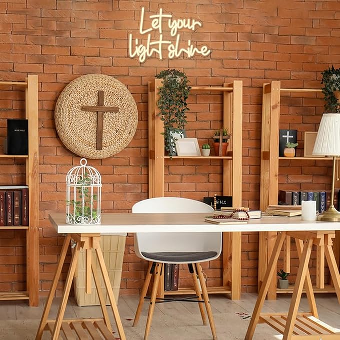 Let Your Light Shine Neon Sign LED Christian Wall Light for Prayer Room Church Bedroom Decor