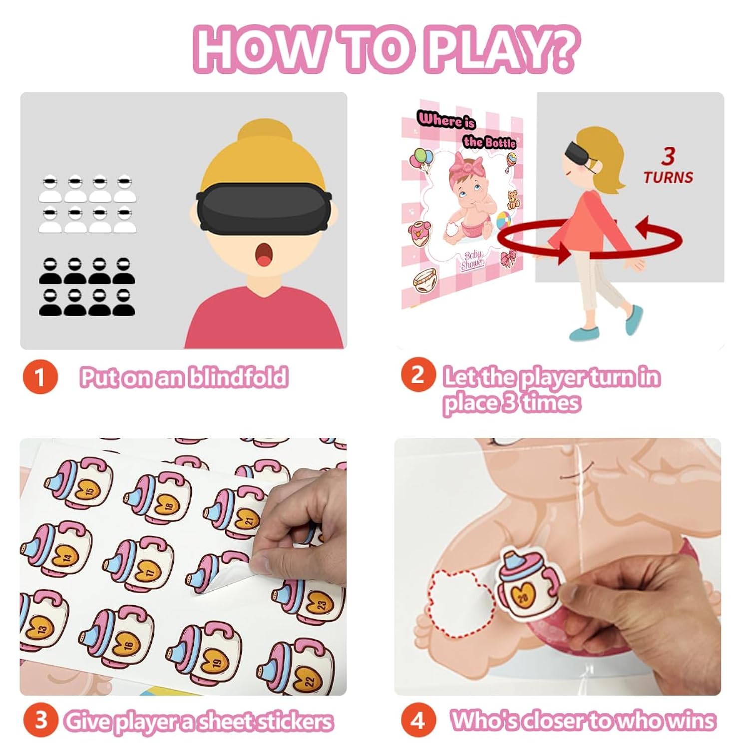 Pin The Pacifier On The Baby Game - Shower Games, Funny Activities, Party Supplies Favors For Adults, Girl, Boy