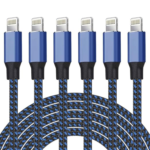 6 Pack Apple MFi Certified Lightning Charging Cables 3FT 6FT 10FT Nylon Braided Fast Charger for iPhone iPad
