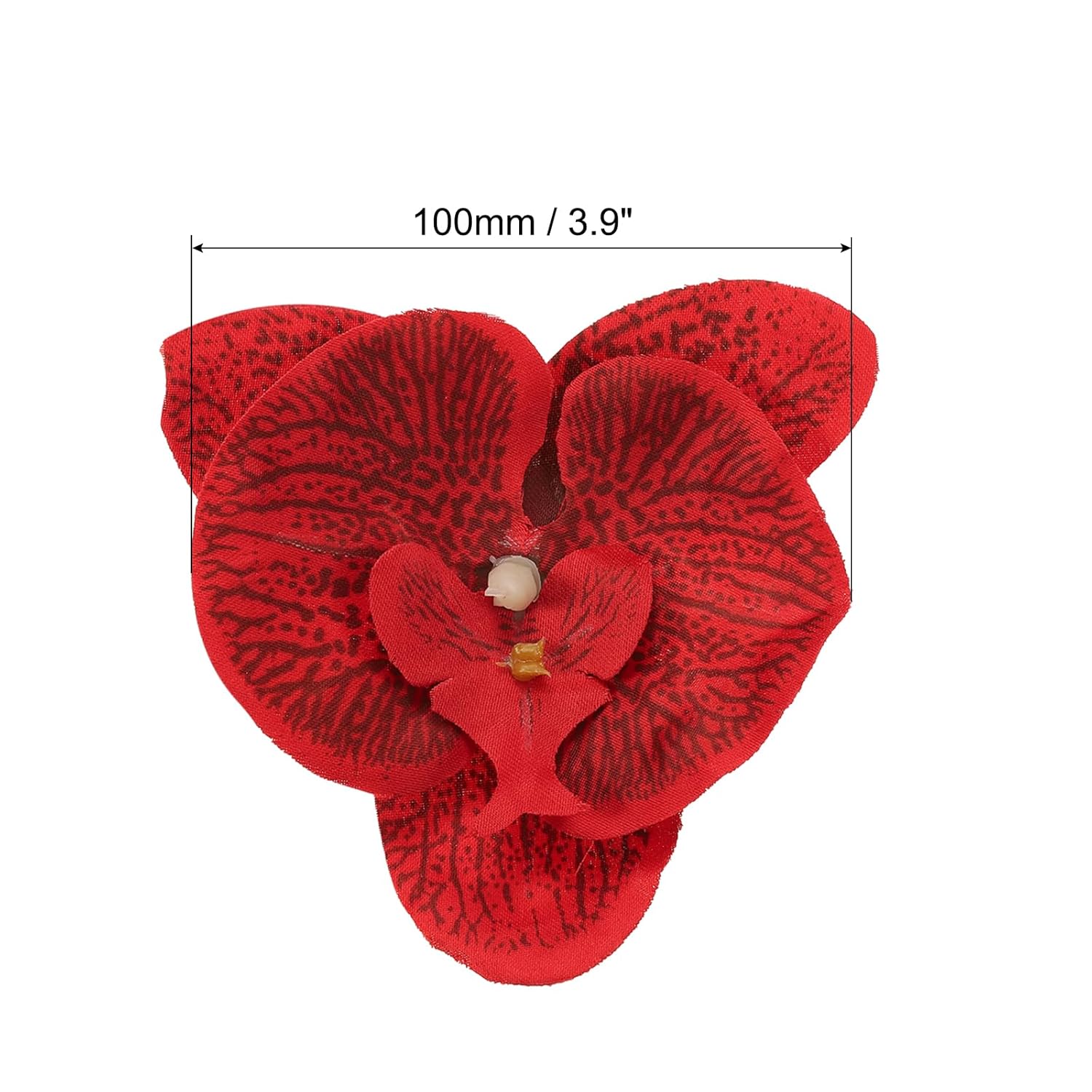 3.9" Artificial Orchid Flower Heads, 40 Pack Silk Phalaenopsis Fake Butterfly Orchid Heads For Wedding Floral Bouquet Decor Diy Craft Making, Red