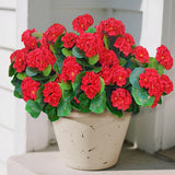 Fake Outdoor Flowers, 4 Pcs Artificial Flowers For Outdoors, Red Artificial Geraniums Plastic Flowers, Fake Plant For Outside, Silk Faux Flowers For Outdoor Planters Uv Resistant For Front Porch