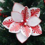 4 Pcs Large Christmas Flower Ornaments Tree Decorations,Christmas Poinsettia Artificial Christmas Flowers With Stems For Xmas Tree Wreath Garland Wedding Party Decor (White)