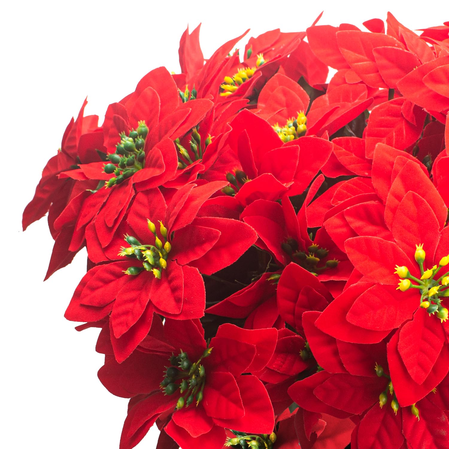 8Pcs Artificial Poinsettia Flowers Christmas Decorations Silk Poinsettia Stem Realistic Holiday Home Decor For Table Centerpiece Wedding Party Diy