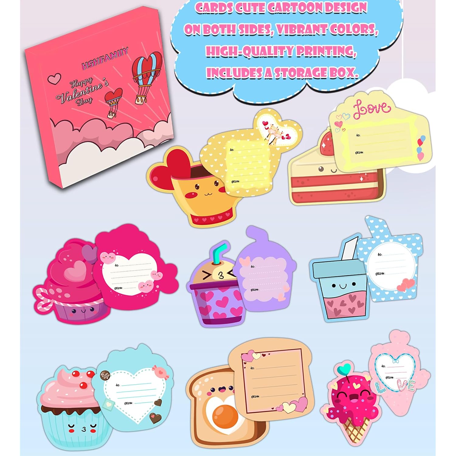 40 Pack Valentines Day Cards For Kids School | Valentines Cards For Kids Classroom, Classroom Exchange Gift For School Parties, Valentine'S Crafts Accessories Treats Party Favors