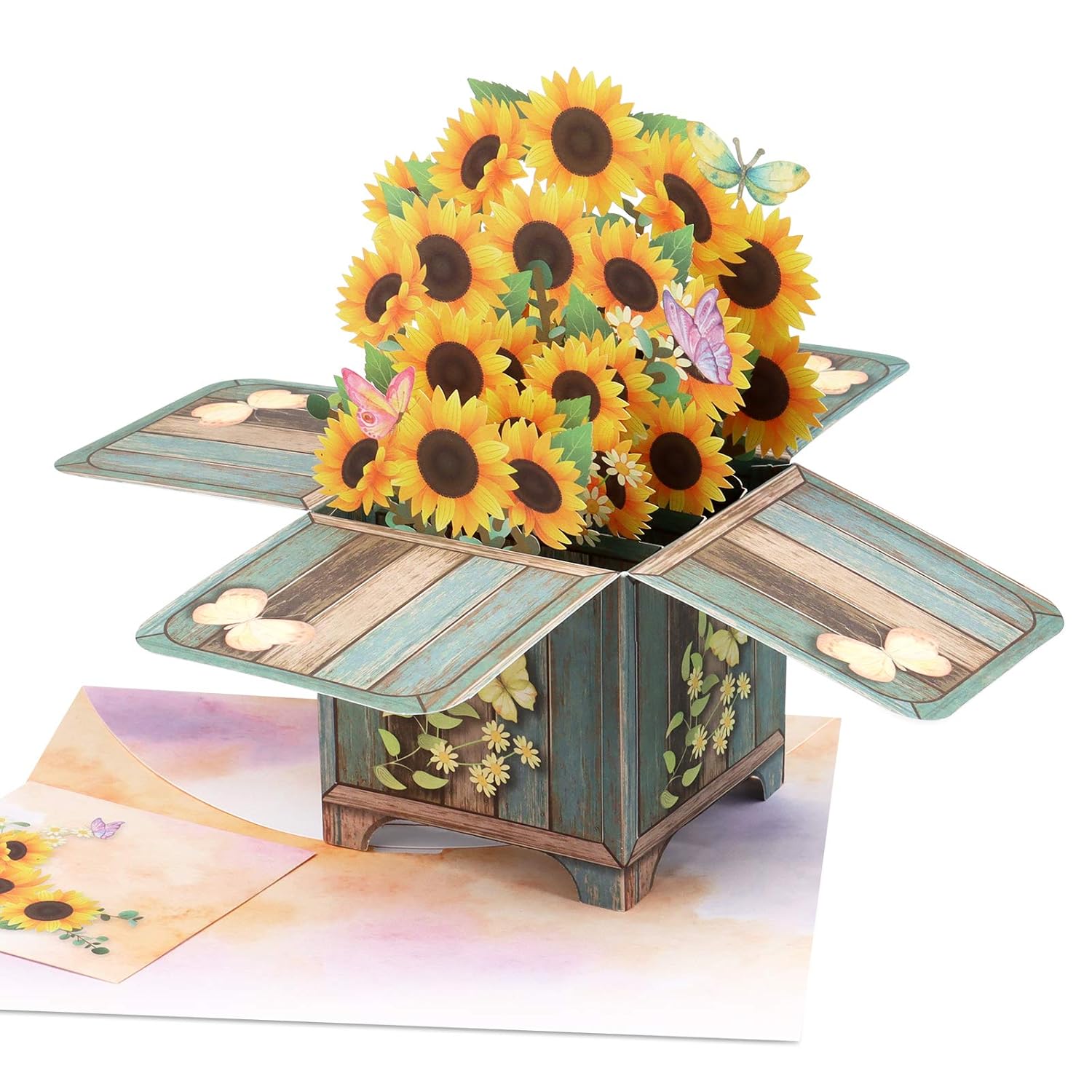 3D Sunflower Pop-Up Greeting Card With Envelope & Notecard - Birthday, Mother'S Day, Anniversary, Thank You, Get Well Soon, Sympathy Card For Women, Friends, Mother, Parents