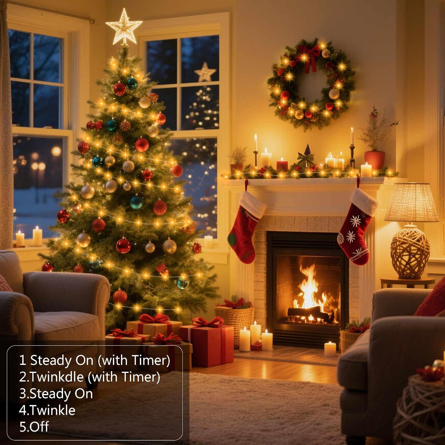 Timer Fairy Lights Battery Operated 2 Pack 16.4Ft 50 Leds Silver Copper Wire Twinkle String Lights With Timer 5 Lighting