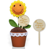 Thank You Crochet Flowers Mini Potted Plant Artificial Flowers – Thank You For Helping Me Grow – A Heartfelt Keepsake For Teacher/Mom/Dad/Appreciation Present