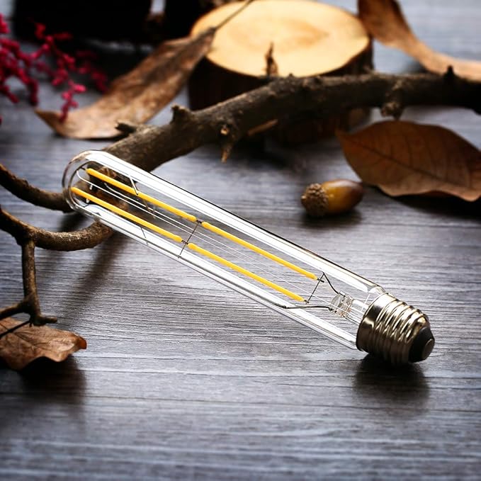 4 Pack T10 Tubular LED Edison Bulbs 6W 60W Equivalent 3000K Warm White Dimmable E26 Base
