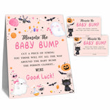 Halloween Blush Baby Shower Measure The Baby Bump Game Kit - Pumpkin & Ghost - 1 Self-Standing Sign & 50 Tickets - How Big Is Mommy'S Belly Sign - Gender Reveal Party Suppliea05