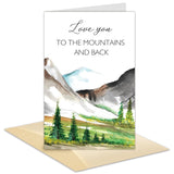 Outdoor Hiking Love Card, Romantic Adventure Couple Valentine Card, Love You To The Mountains And Back, Gift For Hiking Lover