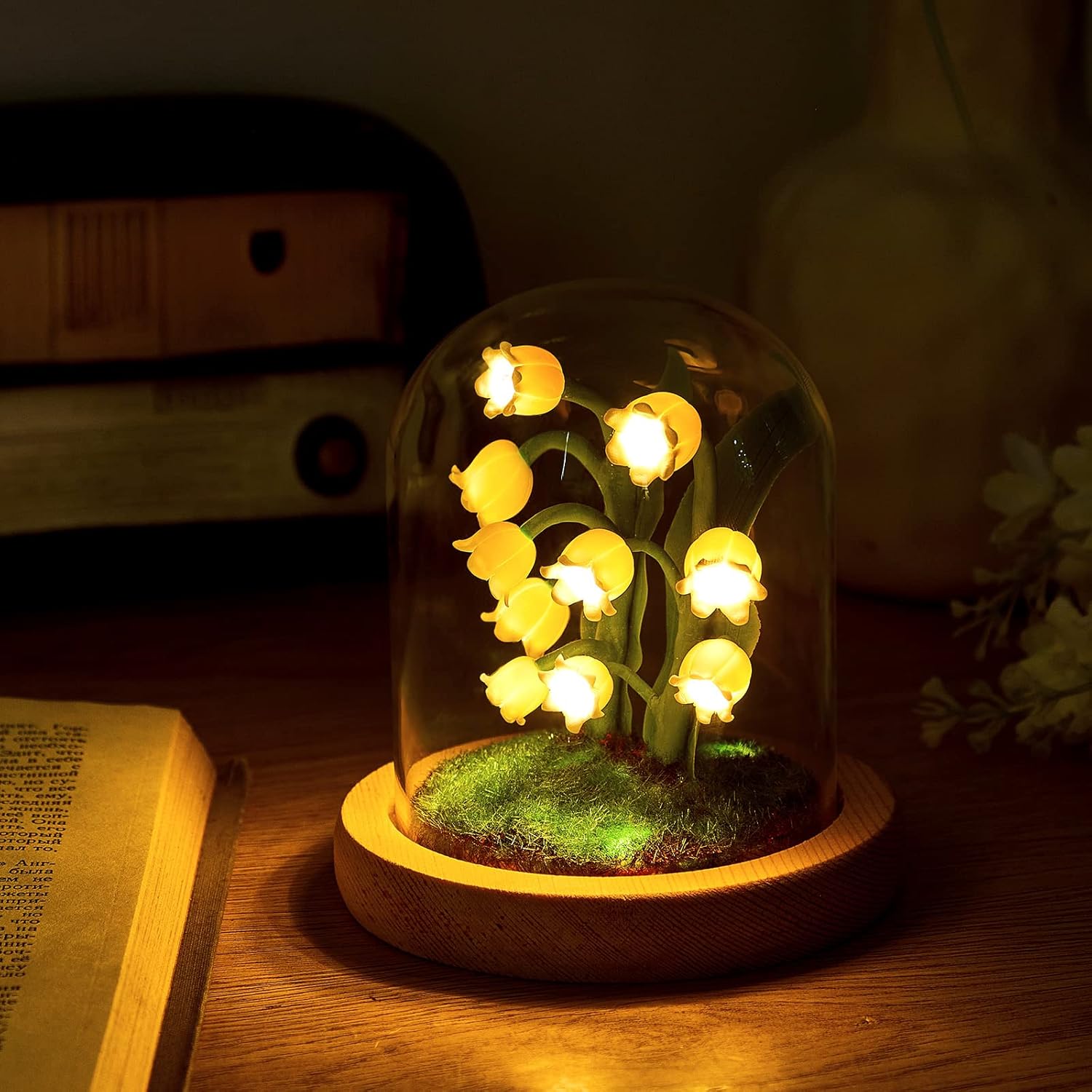 Lily Of The Valley Flower Gifts For Women Glass Lily Of The Valley Flower Decor Lamp For Women Birthday Anniversary Valentine Mother'S Day Thanksgiving Christmas