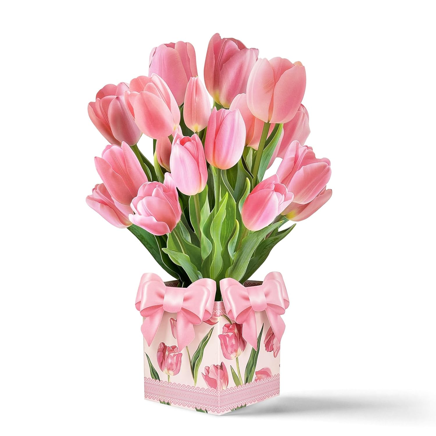 Pop Up Cards, Tulips 13.9 Inch Paper Flower Bouquet Cards For Birthday, Anniversary, Get Well Greeting With Blank Note Card & Envelope (Tulip Princess)