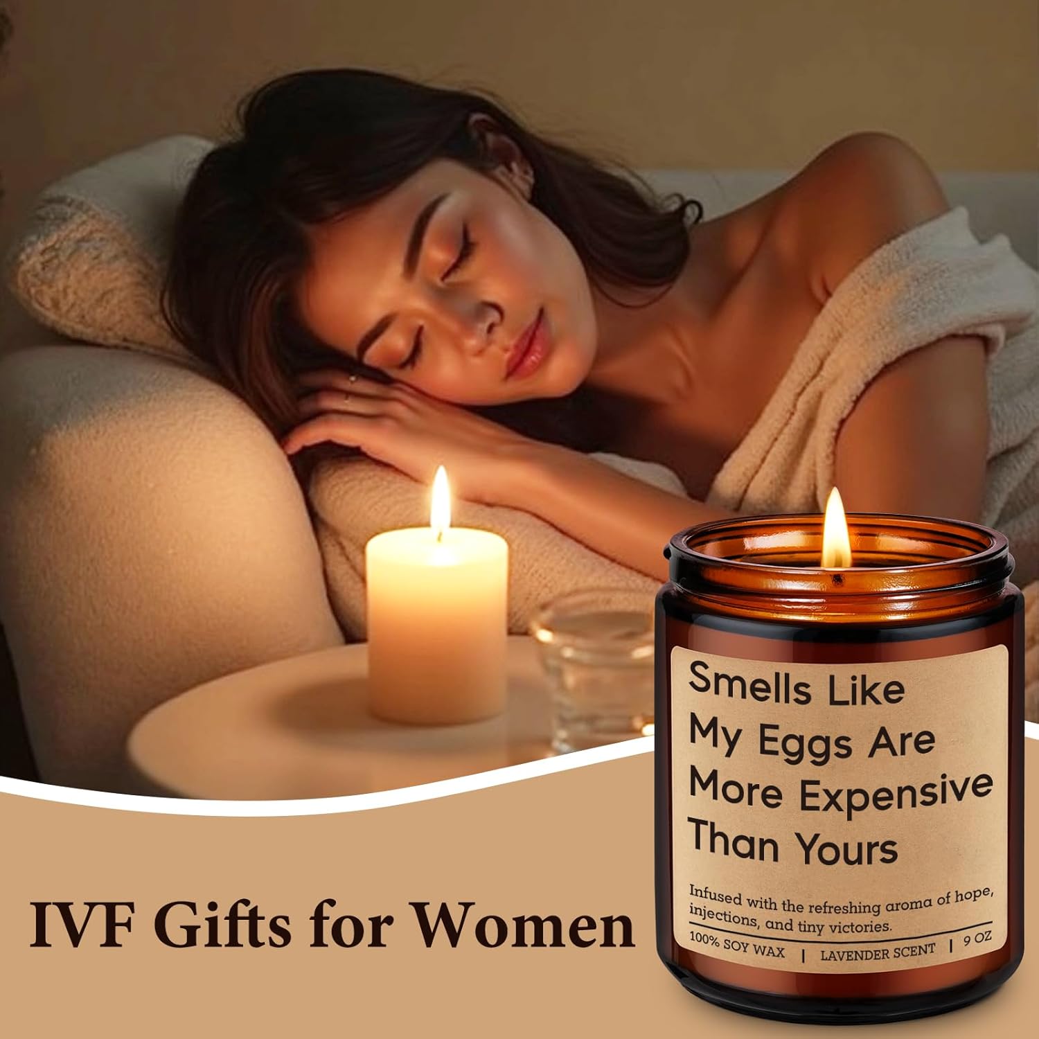 Candle, Ivf Gifts For Women, Ivf Must Haves, Transfer Day, Infertility, Fertility Support Ideas, Funny Vday, Egg Retrieval, Embryo Transfer, Trying To Conceive Present For Friend New Mom To Be