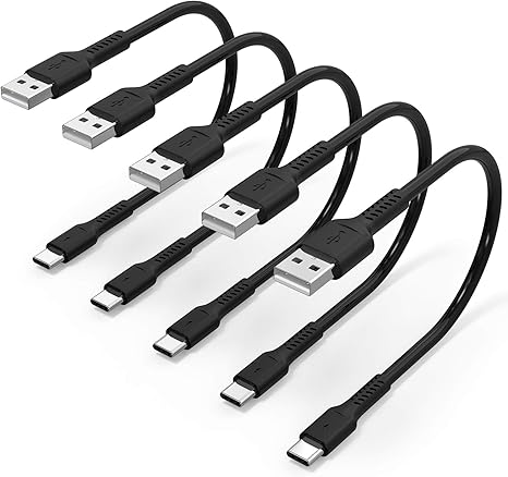 5 Pack 6 Inch Short USB A to USB C 3A Fast Charging Cables for Samsung OnePlus LG