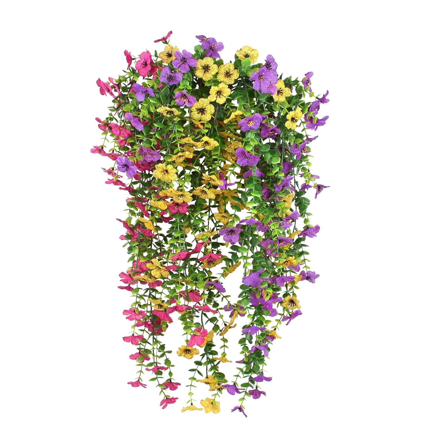 3 Pcs Artificial Fake Hanging Flowers Plants For Spring Outdoor Outside Decoration, Uv Resistant Faux Plastic Fabric Flower For Garden Porch Patio Balcony Yard Decor?Mix?
